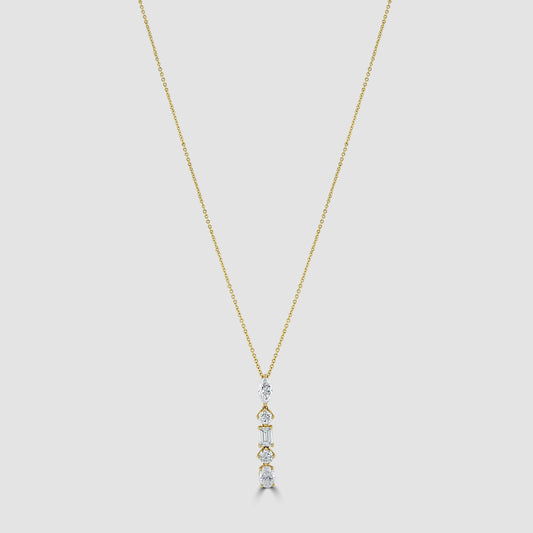 Yellow gold laboratory diamond fancy pendant and chain