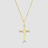 Yellow and white gold contemporary cross pendant