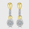 Yellow and white gold diamond drop earrings