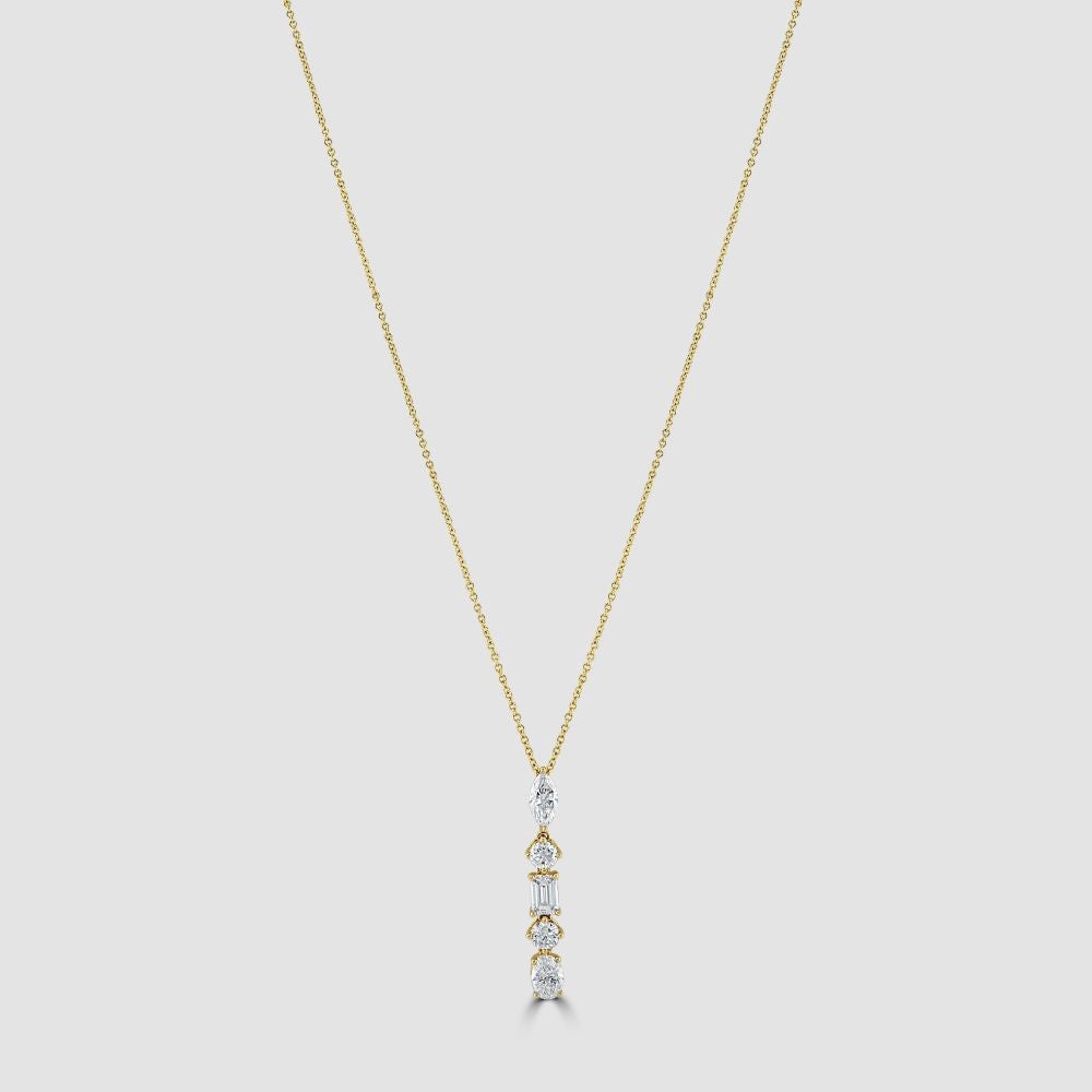 Yellow gold laboratory diamond fancy pendant and chain