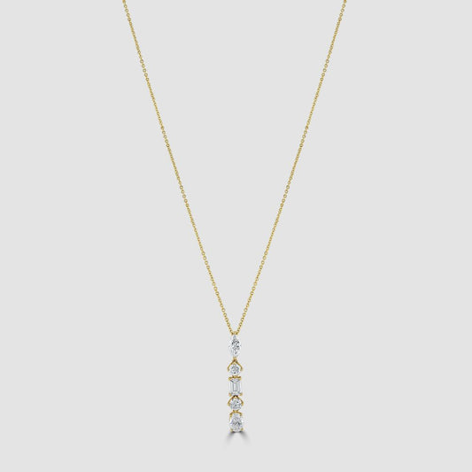 Yellow gold laboratory diamond fancy pendant and chain