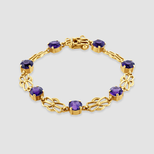 9ct yellow gold amethyst set bracelet