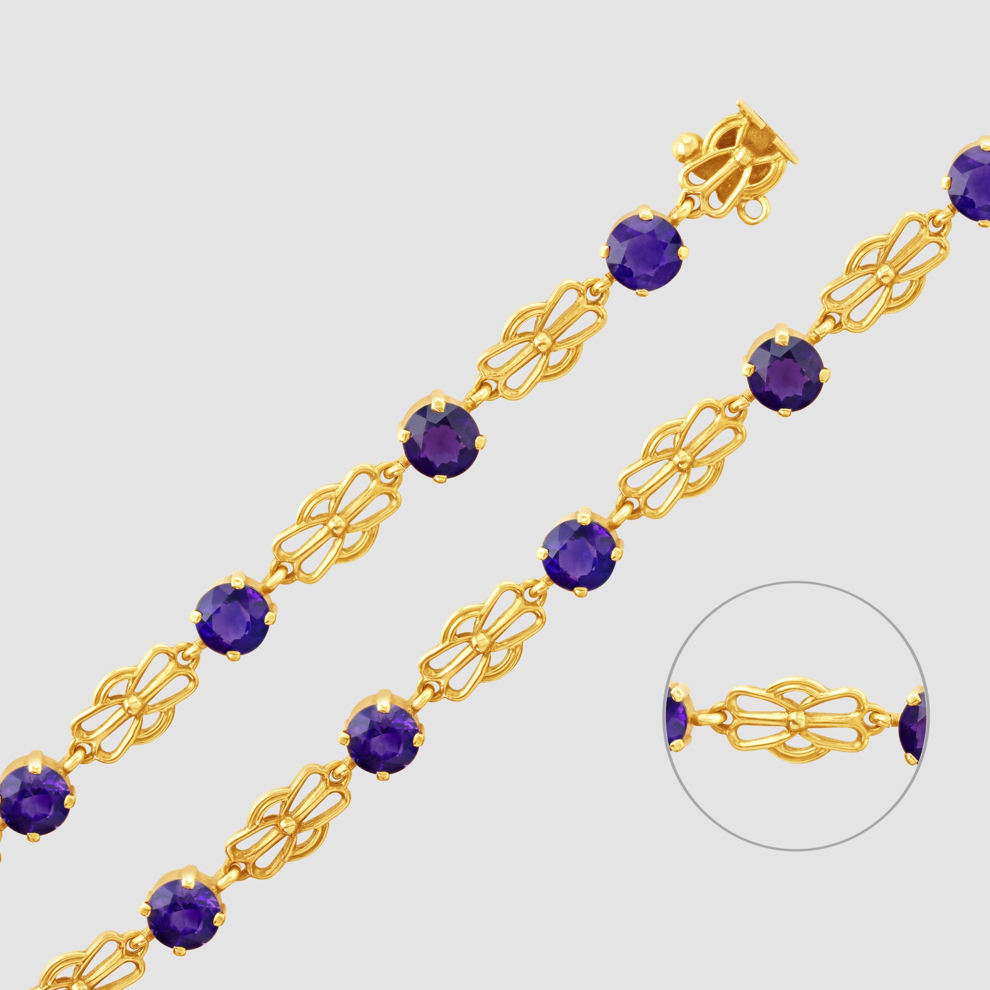 9ct yellow gold amethyst set bracelet