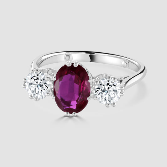 Ruby and diamond three stone ring