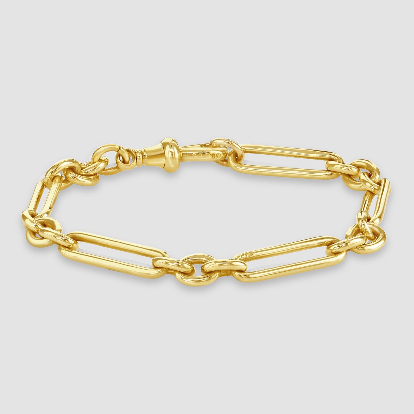 Trombone link bracelet in yellow gold