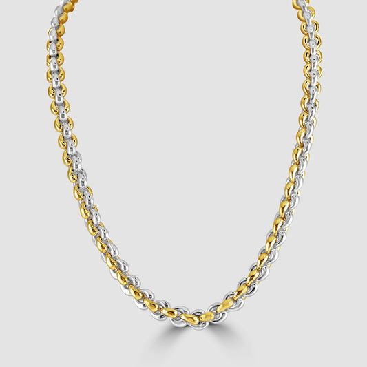 Yellow and white gold statement belcher chain