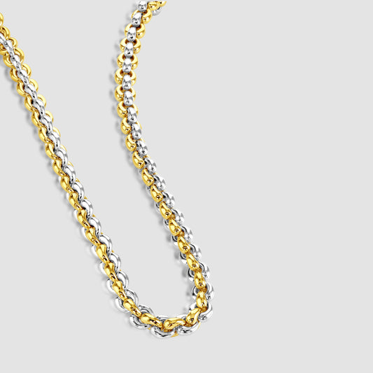 Yellow and white gold statement belcher chain