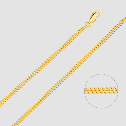 9ct yellow gold flat curb chain