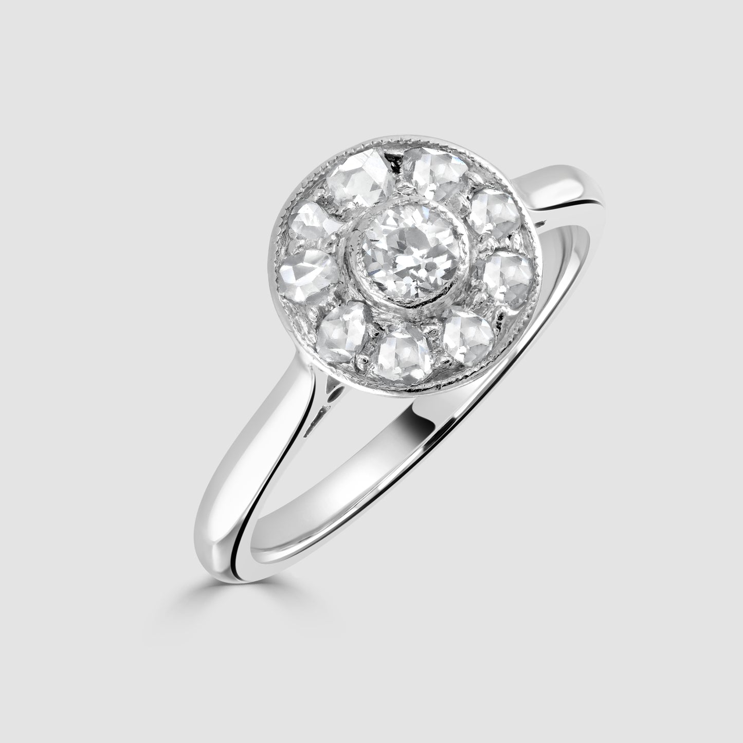 Rose cut and old cut diamond cluster ring