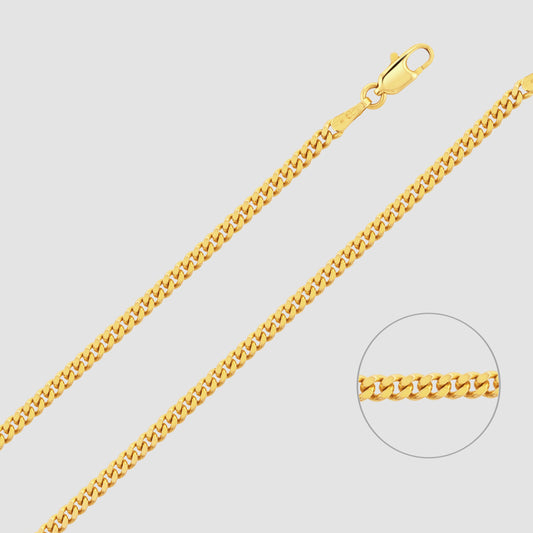 9ct yellow gold flat curb chain