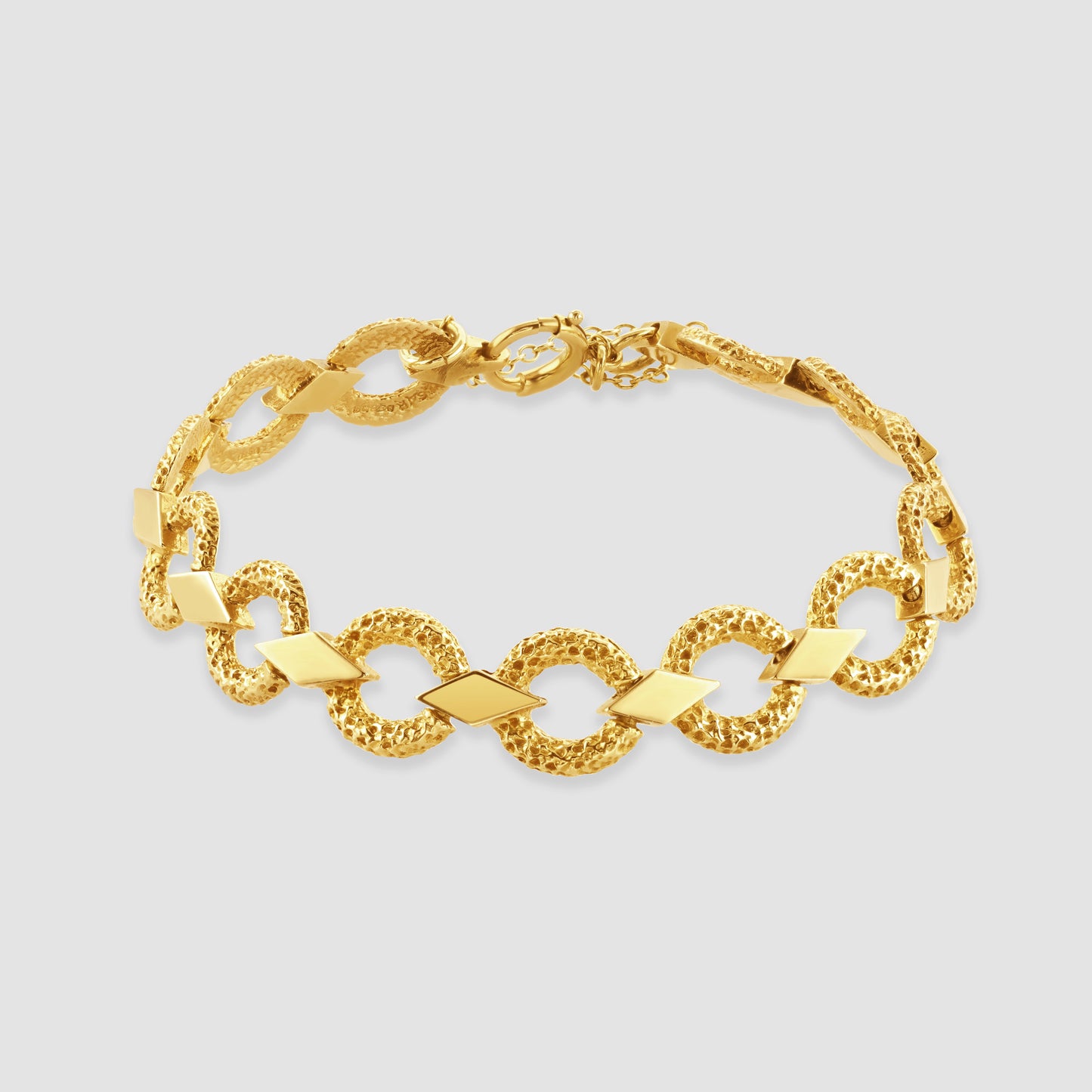 9ct gold circle and diamond link bracelet 
