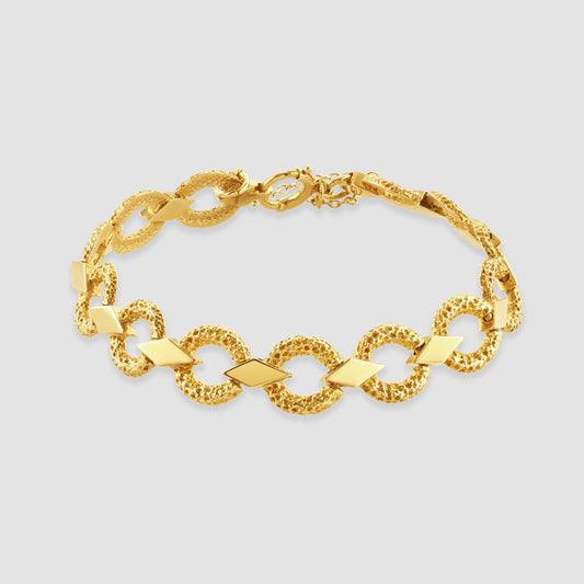 9ct gold circle and diamond link bracelet 