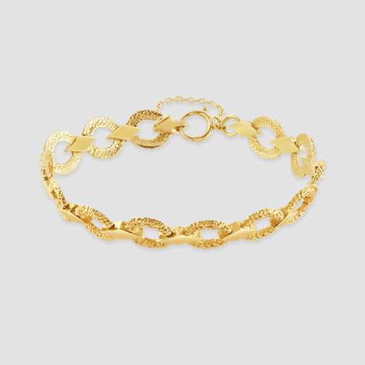 9ct gold circle and diamond link bracelet 