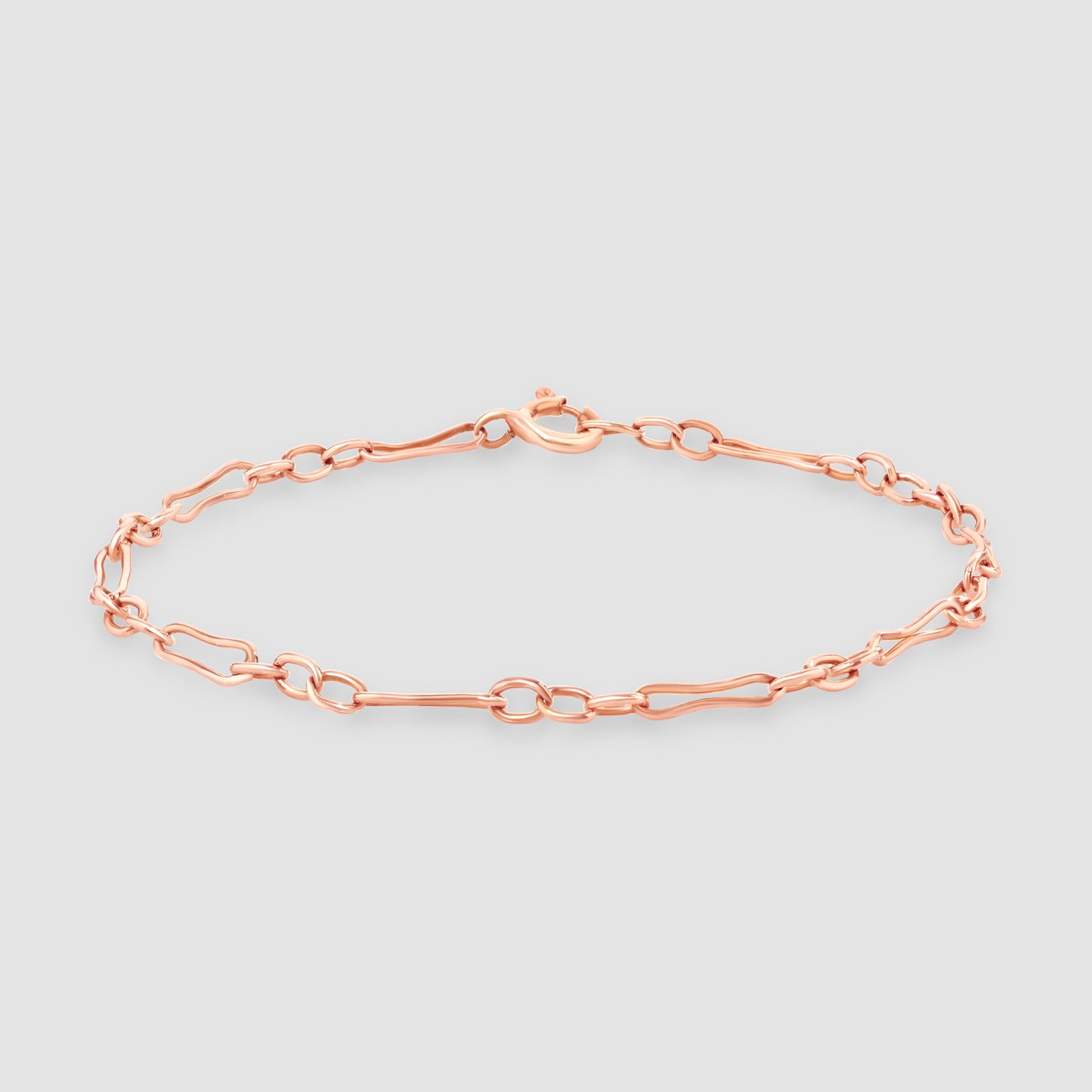 9ct rose gold wire work figaro link bracelet 