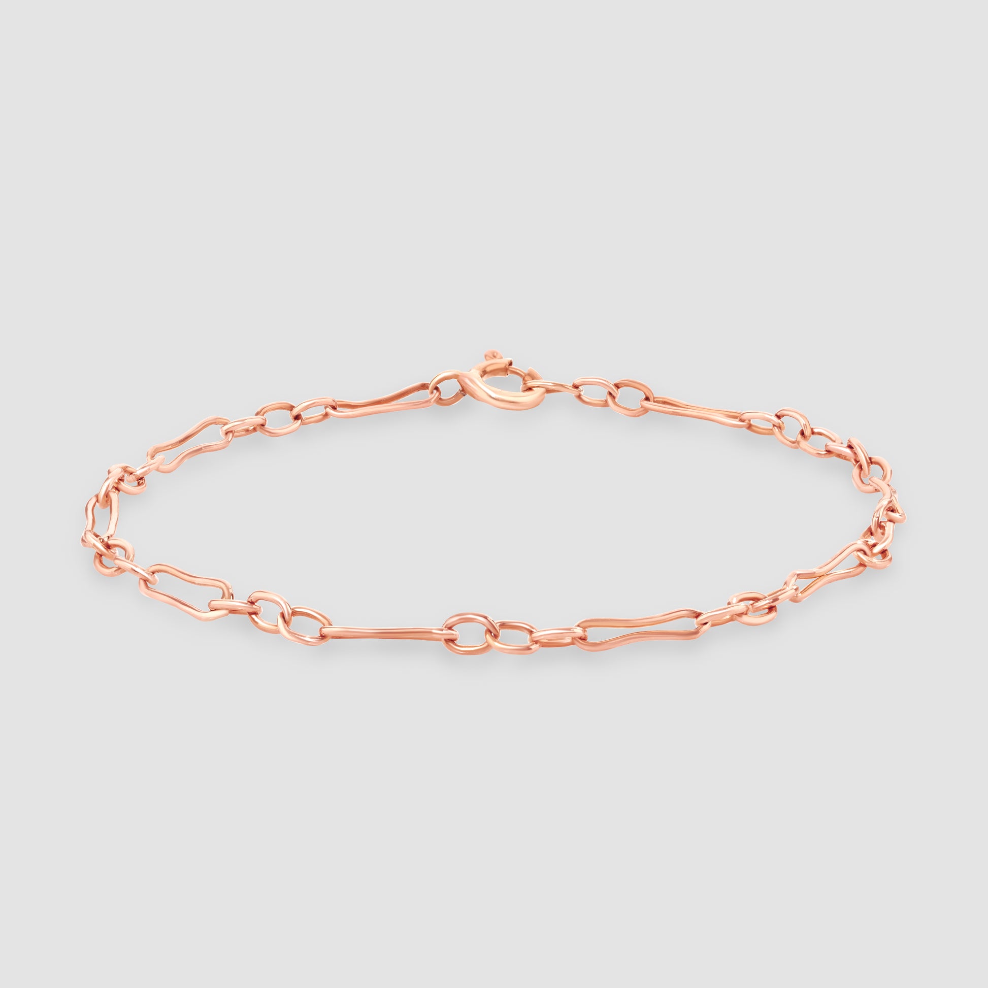 9ct rose gold wire work figaro link bracelet 