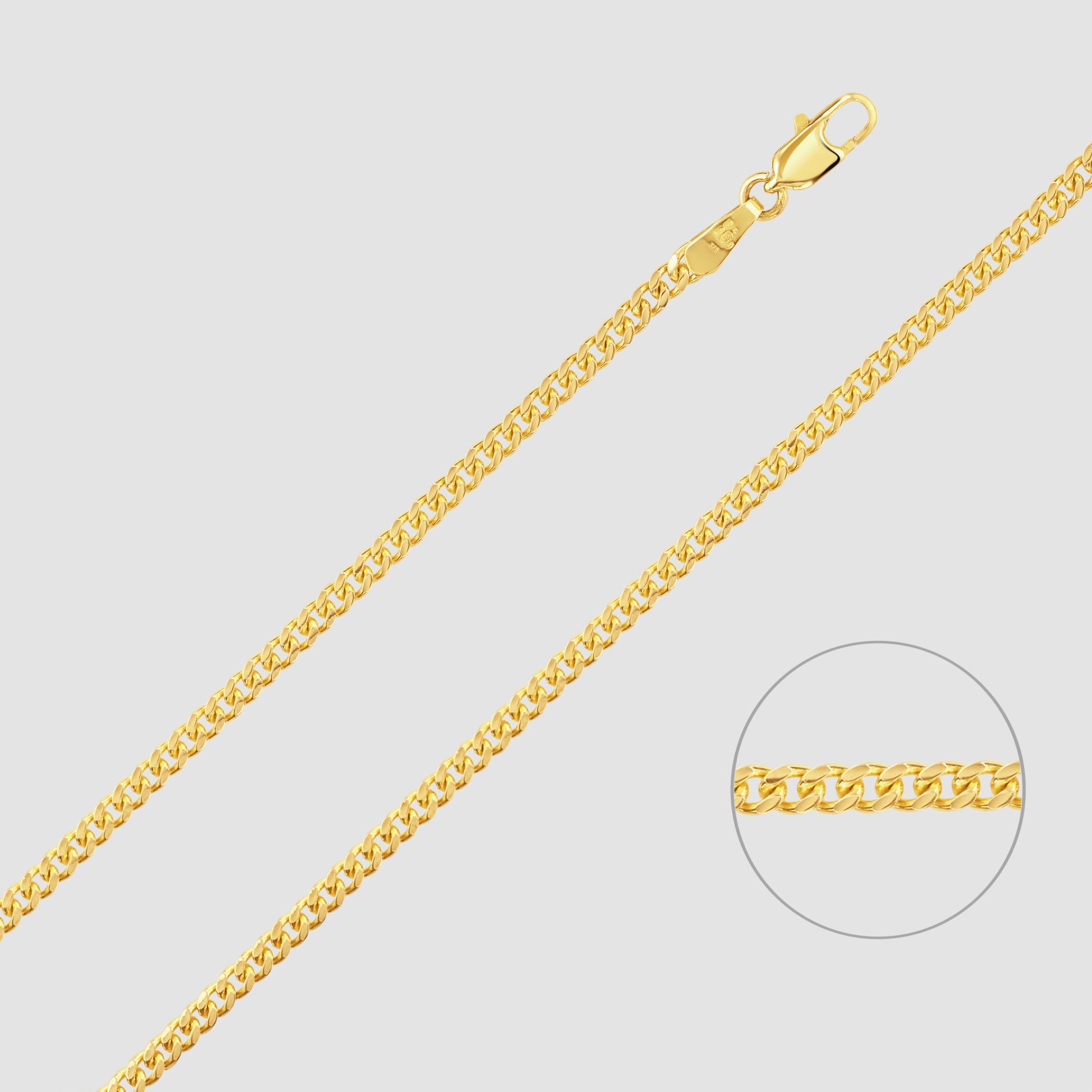 9ct yellow gold metric curb link chain