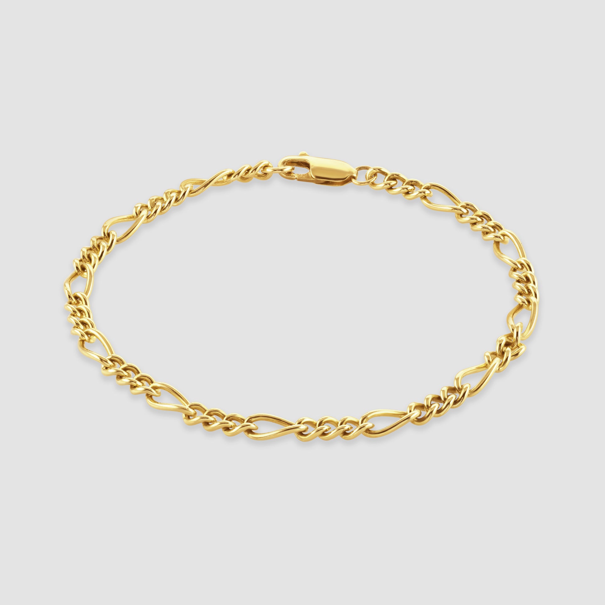 9ct yellow gold figaro link bracelet