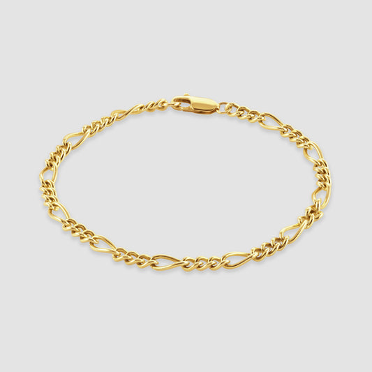 9ct yellow gold figaro link bracelet