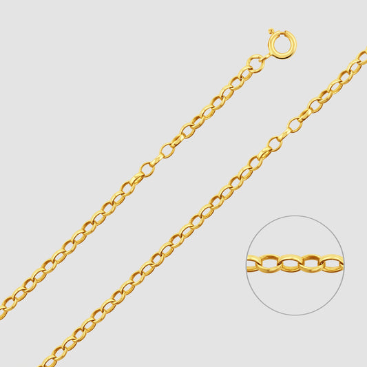9ct yellow gold trace link chain