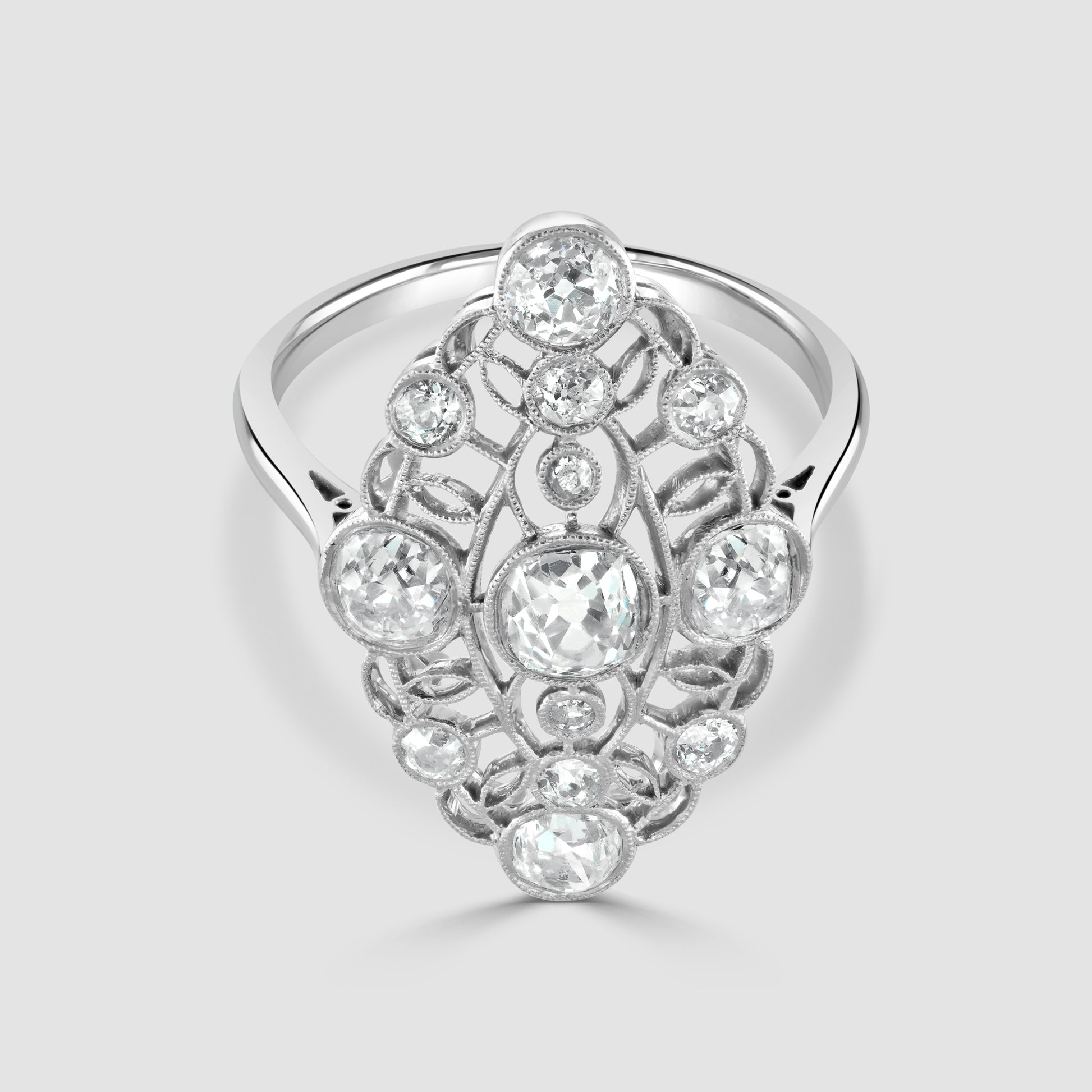 Vintage marquise shape old cut diamond ring