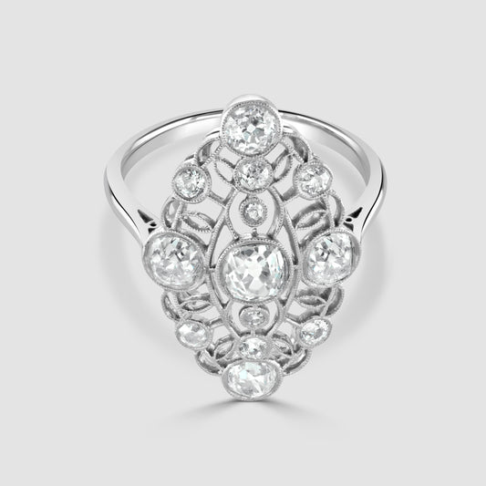 Vintage marquise shape old cut diamond ring