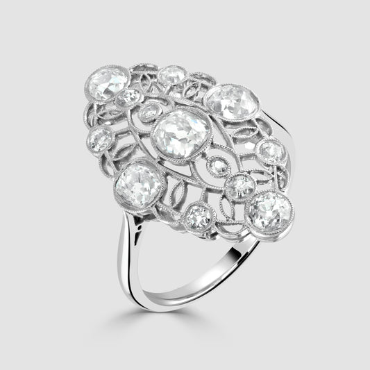 Vintage marquise shape old cut diamond ring