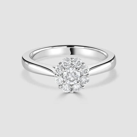 18ct white gold diamond cluster ring