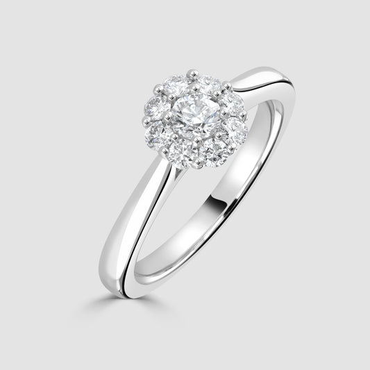 18ct white gold diamond cluster ring