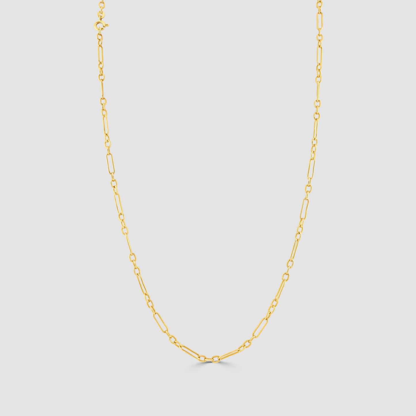 9ct rose gold wire work figaro link necklace