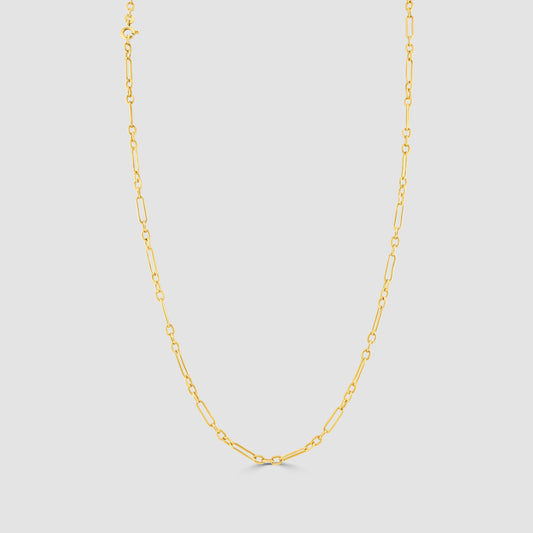 9ct rose gold wire work figaro link necklace