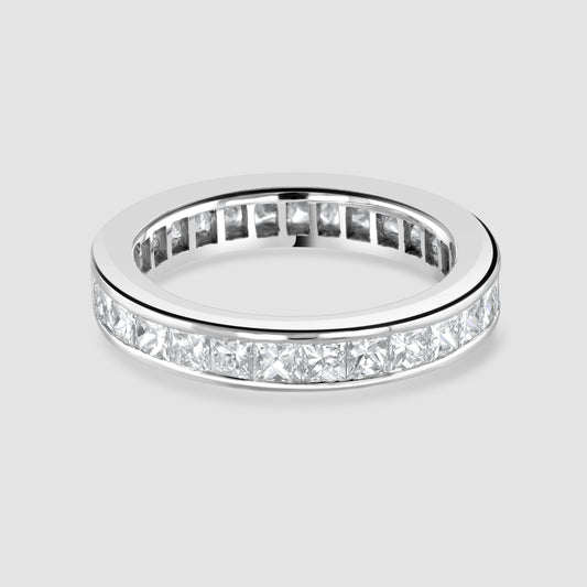 Channel set princess cut diamond full eternity ring