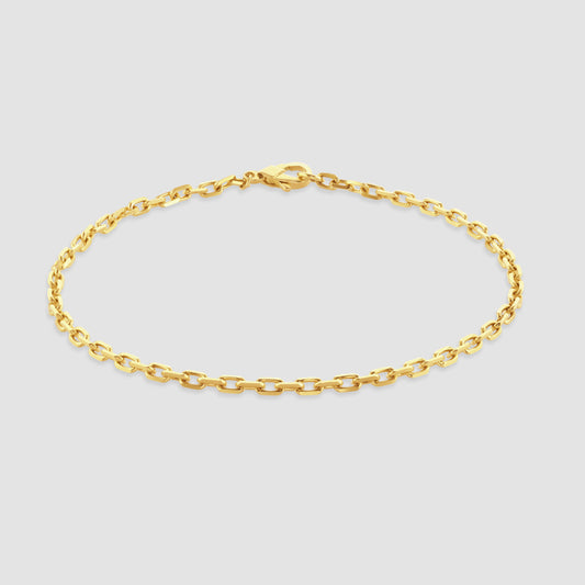 18ct yellow gold faceted trace link bracelet 