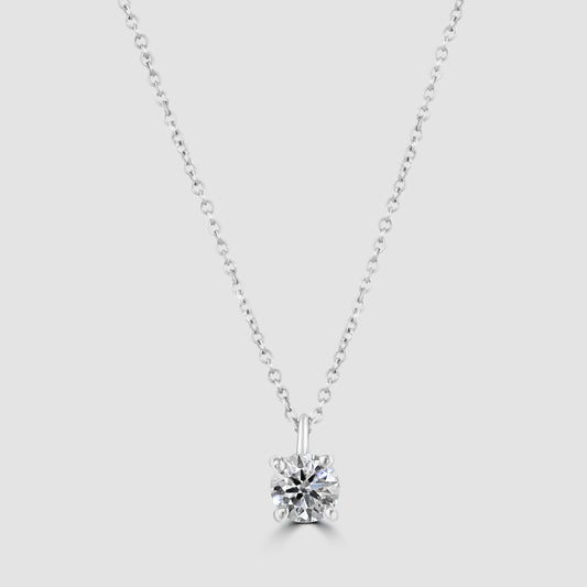 Tiffany platinum solitaire diamond pendant and chain