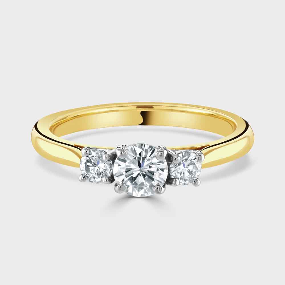 PJ Collection Ring 18ct yellow gold classic three stone diamond ring ...