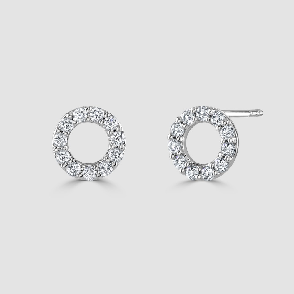PJ Collection Earrings 18ct white gold circle diamond stud earrings ...