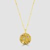 Silver, gold plated stone set disc pendant and chain