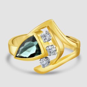 Unusual contemporary design tourmaline and diamond ring