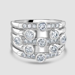 Multi band diamond set ring