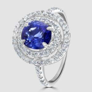 Sapphire and diamond cluster by Dhamani