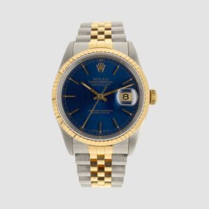 Rolex Datejust 18ct and steel with blue baton dial