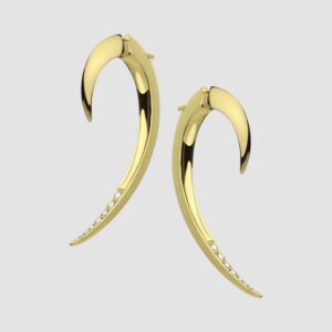 Hook earrings silver with yellow gold vermeil and diamonds